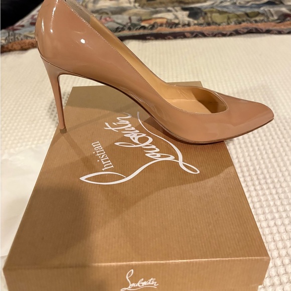 Christian Louboutin Shoes - Christian Louboutin Corneille 85 Beige Patent Leather Heels